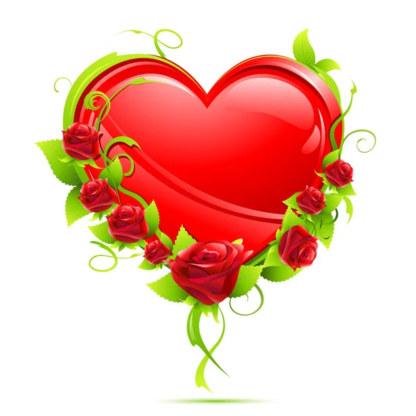 Srdce s růžemi — Stockový vektor