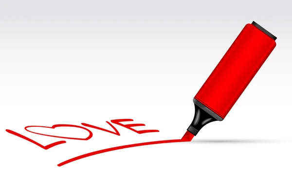 Zvýrazňovač pera psaní láska — Stockový vektor