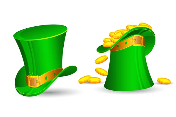 Altın madeni paralarla dolu Saint Patrick'ın şapka — Stok Vektör