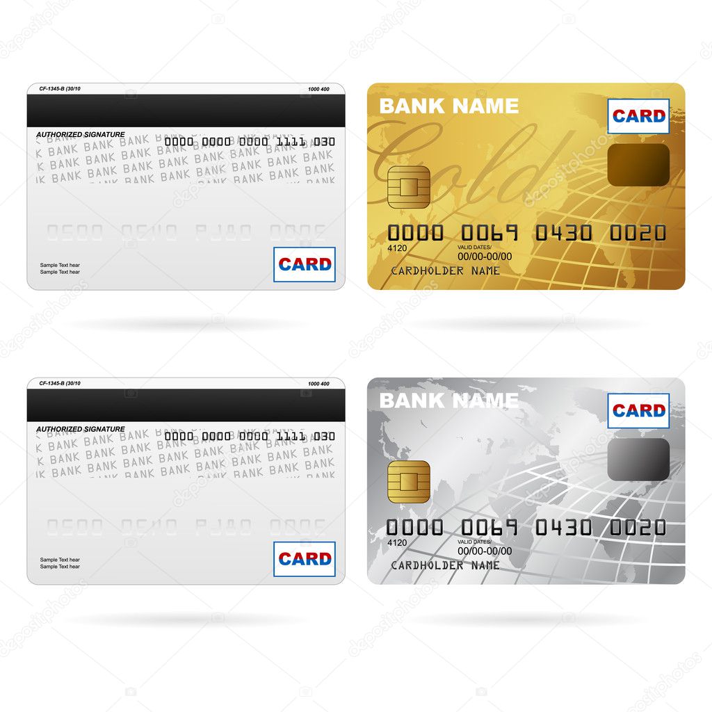 Front and back of credit cards