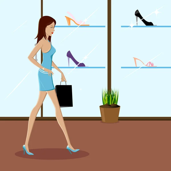 Fashionabla lady shopping — Stock vektor