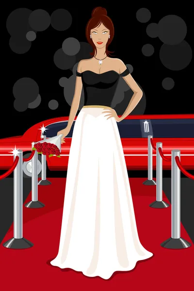 Glamorous Lady on Red Carpet — Stock Vector