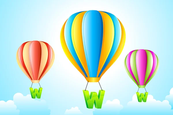 WWW Pendurado a partir de balão de ar quente — Vetor de Stock