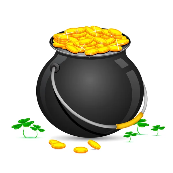 Gold Coin Pot of Saint Patrick Day — Stock Vector