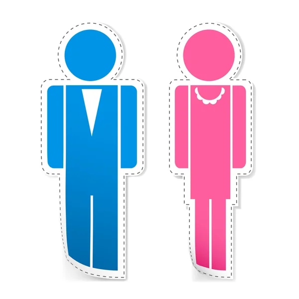 男性和女性的贴纸 — 图库矢量图片