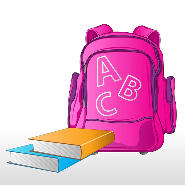 School Bag with Books — Stock Vector