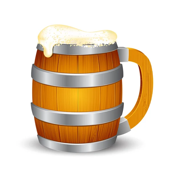 Taza de cerveza de madera — Vector de stock