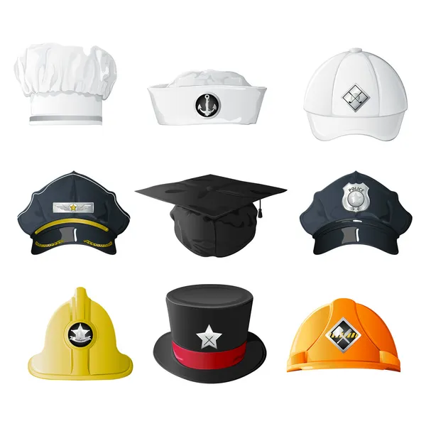 Diferentes sombreros de profesión — Archivo Imágenes Vectoriales