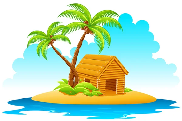 Cabane dans l'île — Image vectorielle