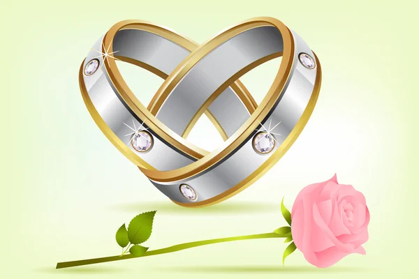 Pair of Rings with Rose — Wektor stockowy