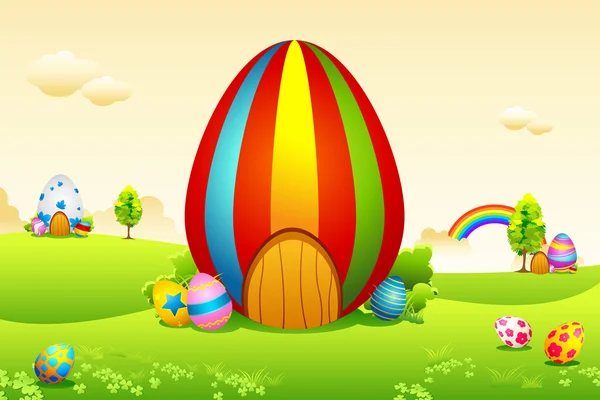 Easter Eggs House — Stock Vector