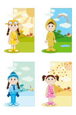 Baby Girl in Differnet Season clipart