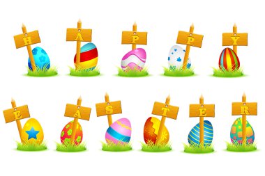 Easter Eggs with Board clipart