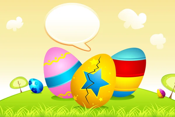 Huevos de Pascua con burbuja del habla — Vector de stock