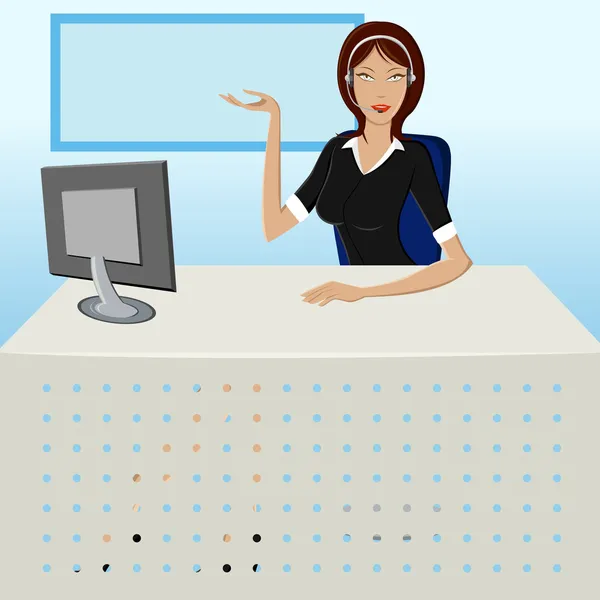 Lady at Call Center — Stock Vector