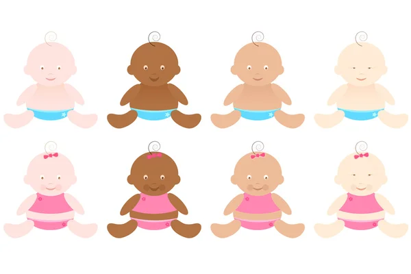 Bebés multirraciales — Archivo Imágenes Vectoriales