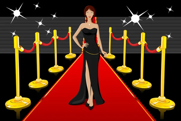 Glamouröse Lady auf rotem Teppich — Stockvektor