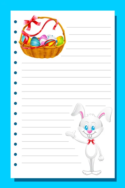 Bunny ve yumurta yiyen kartı — Stok Vektör