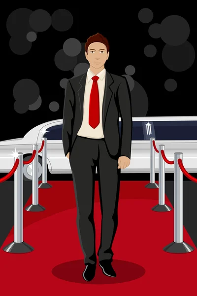 Man on Red Carpet — Stock Vector