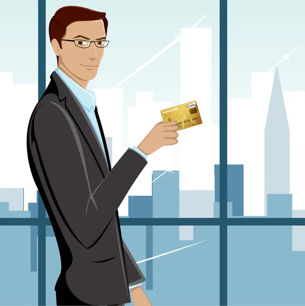 Człowiek wyświetlone karty kredytowej — Wektor stockowy