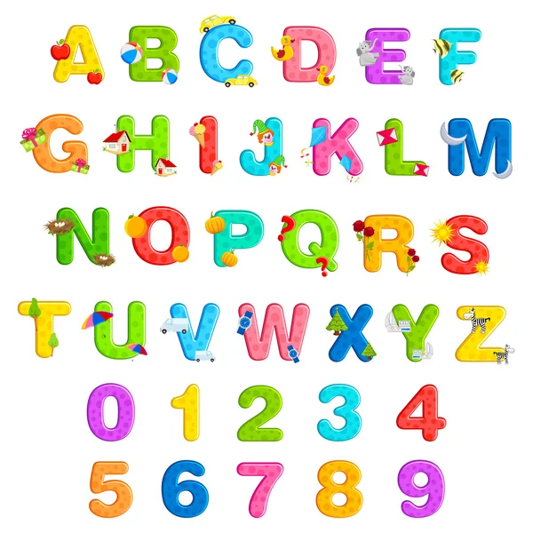 Alphabet et jeu de nombres — Image vectorielle