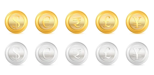 Monnaie or et argent — Image vectorielle