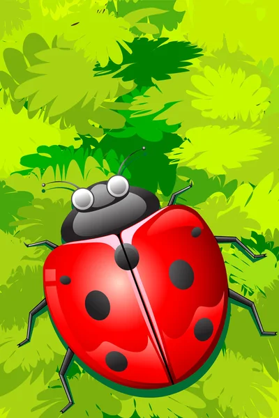 Lady Bug sitting on Leaf — Stock Vector