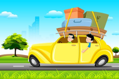 Famil in Car on Tour clipart