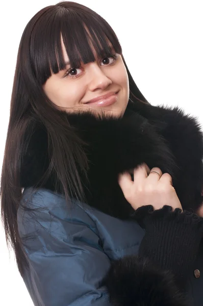Krásná mladá dívka v zimní bundě — Stock fotografie