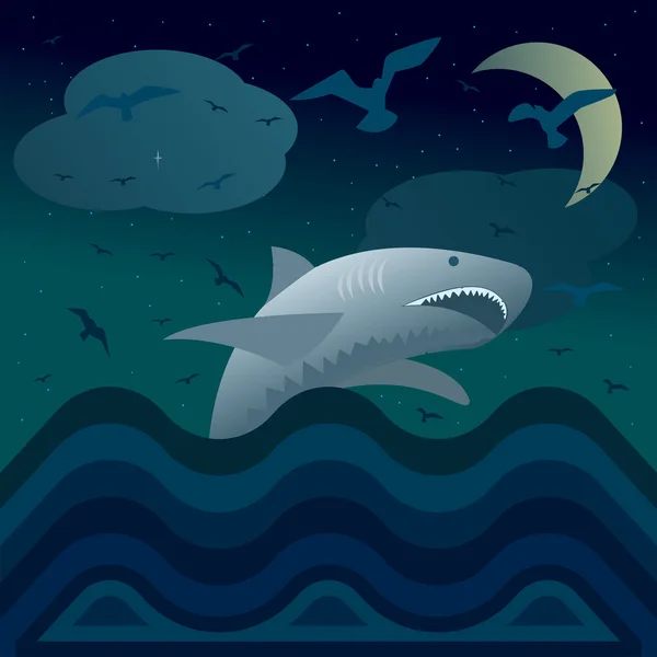 Noc rekinów — Wektor stockowy