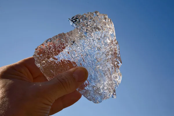 Bit of ice in hand — Stock Photo, Image