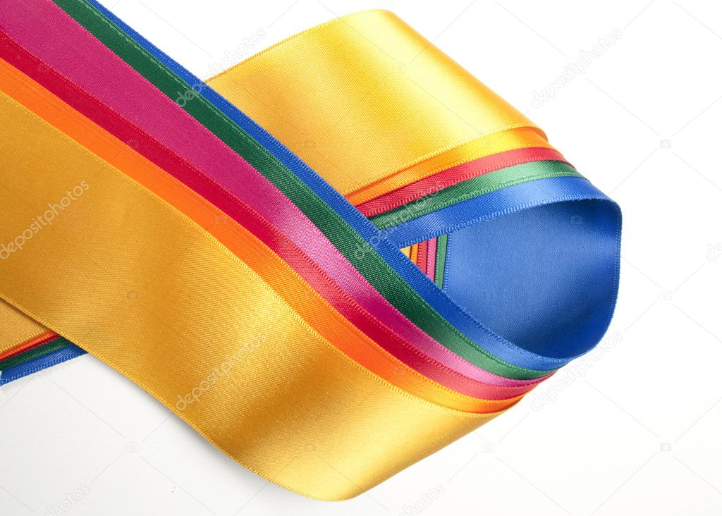 Colorful ribbons with white background