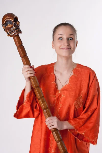 Girl with a stick — Stock Photo, Image