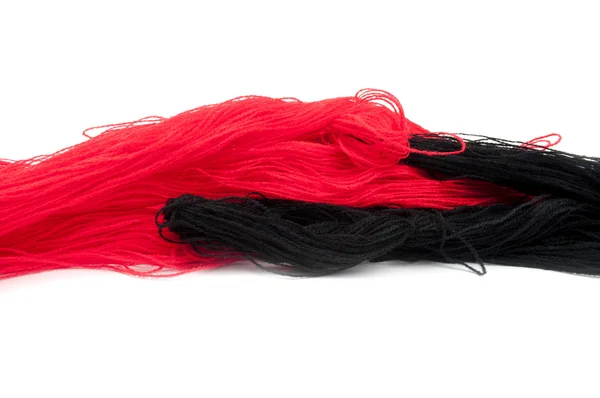 Fekete és piros pamut szál — Stock Fotó