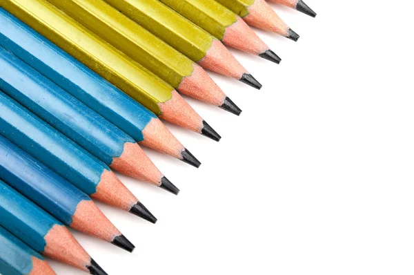 Niebieski i żółty ołówek — Zdjęcie stockowe