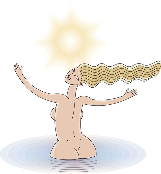 Flicka i badet — Stock vektor