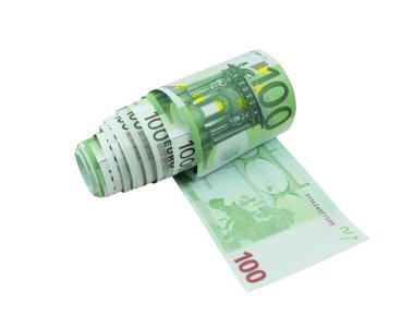 One hundred euro bills toilet paper clipart