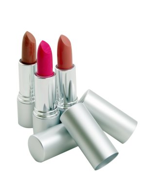 Three lipsticks isolated over white background clipart
