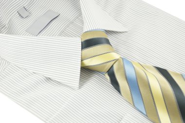 New shirt with striped necktie over white clipart