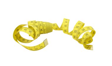 Yellow tape measure isolated on a white clipart