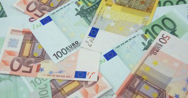 200, 100 ve 50 euro banknot arka plan