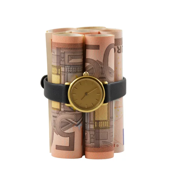 50-euro bills time bomb — Stock Photo, Image