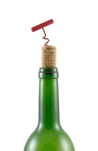 瓶颈，软木与题字瓶装在法国和瓶-s — 图库照片