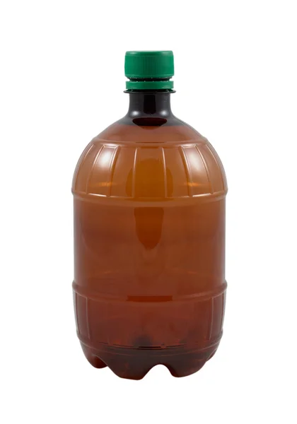 Botella de plástico marrón vacía sobre un blanco — Foto de Stock