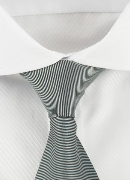 New shirt with a grey striped necktie — Stock Photo, Image