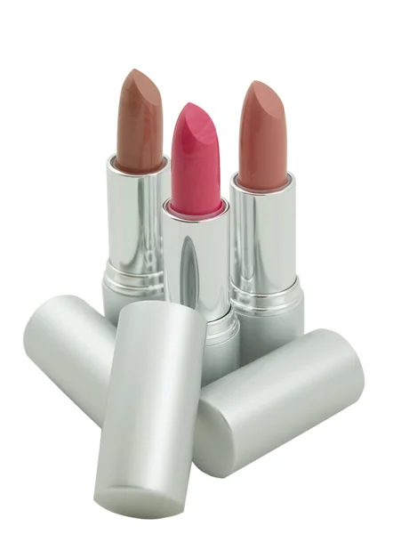 Three lipsticks isolated over white — Stock Photo, Image