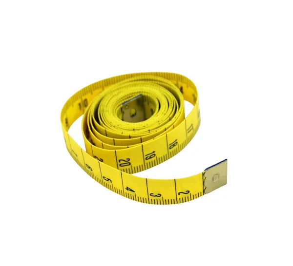 Stock image Yellow tape measure over white