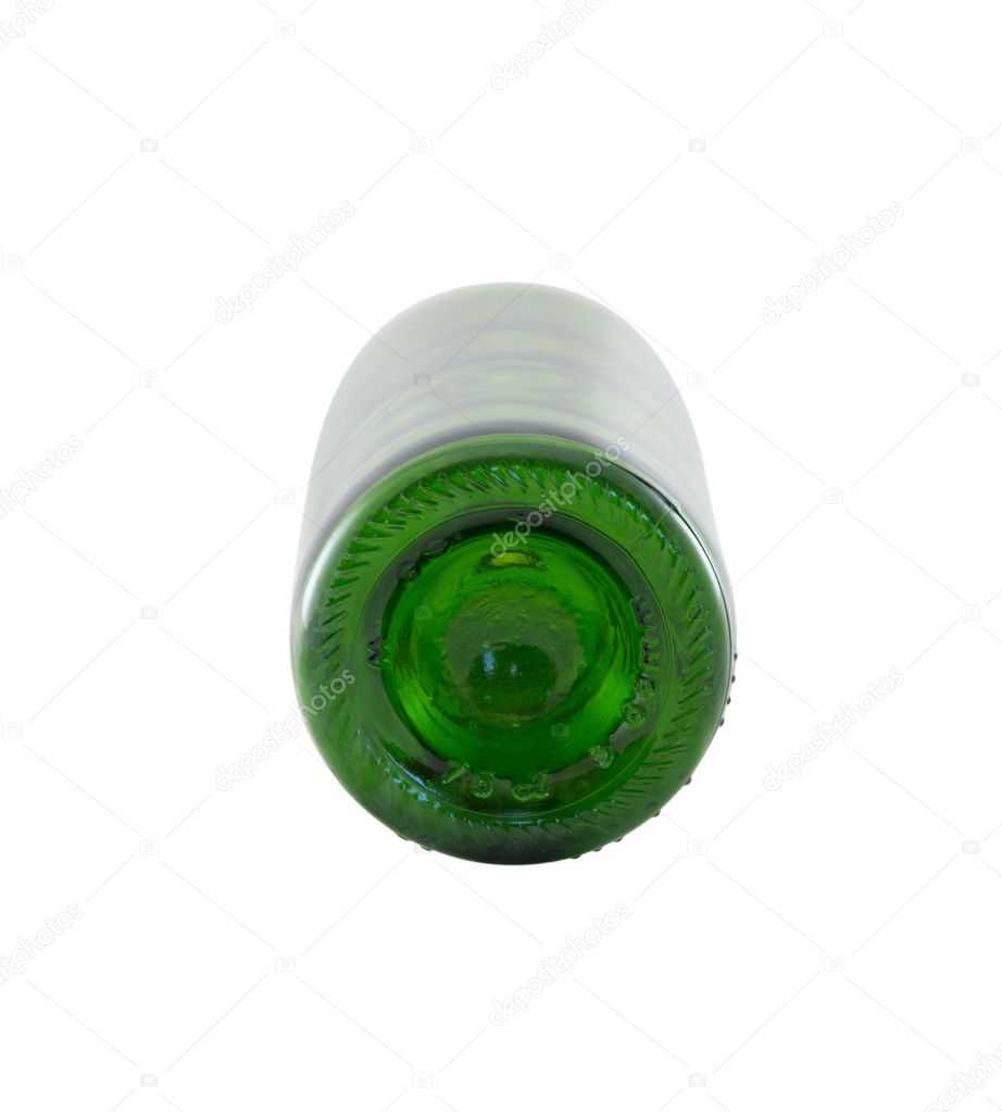 Close-up of green bottle bottom