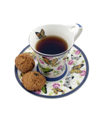 Cup of tea and oatmeal cookies
