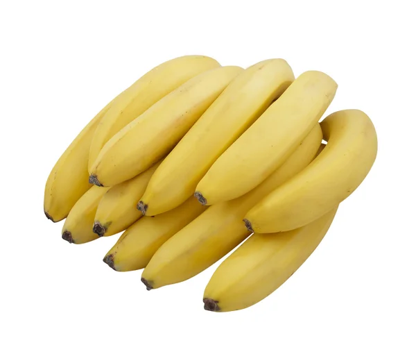 Een bos van gele bananen over een wit — Stockfoto